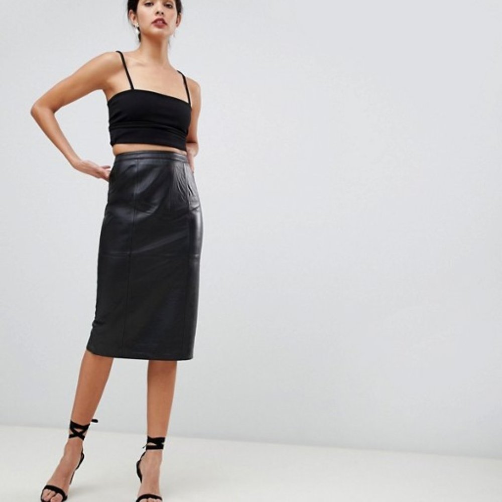 ASOS Collection | Leather Midi Pencil Skirt